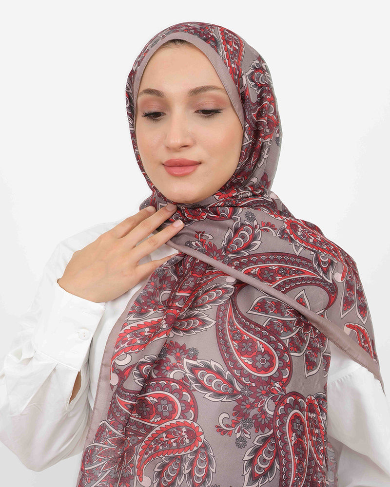 Soft Şal D057 Vizon-Bordo, 75 × 185 cm şal – görsel 1