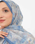 Soft Şal D058 İndigo Mavi, çiçekli desenli, 75 × 185 cm şal – görsel 1