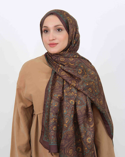 Soft Şal D059 Kahverengi-Yeşil, 75 × 185 cm şal – görsel 1