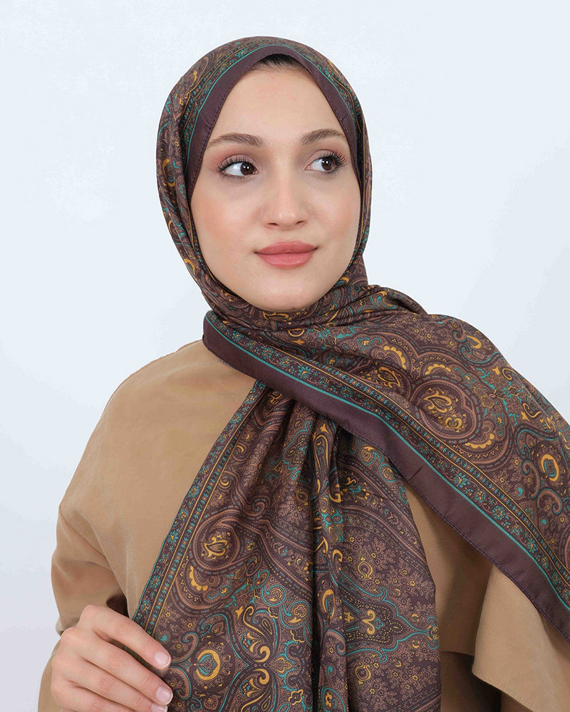 Soft Şal D059 Kahverengi-Yeşil, 75 × 185 cm şal – görsel 3
