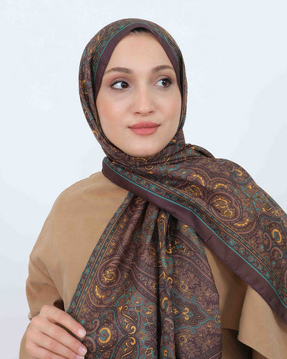 Soft Şal D059 Kahverengi-Yeşil, 75 × 185 cm şal – görsel 3