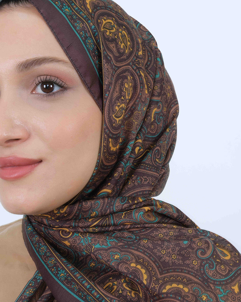 Soft Şal D059 Kahverengi-Yeşil, 75 × 185 cm şal – görsel 4
