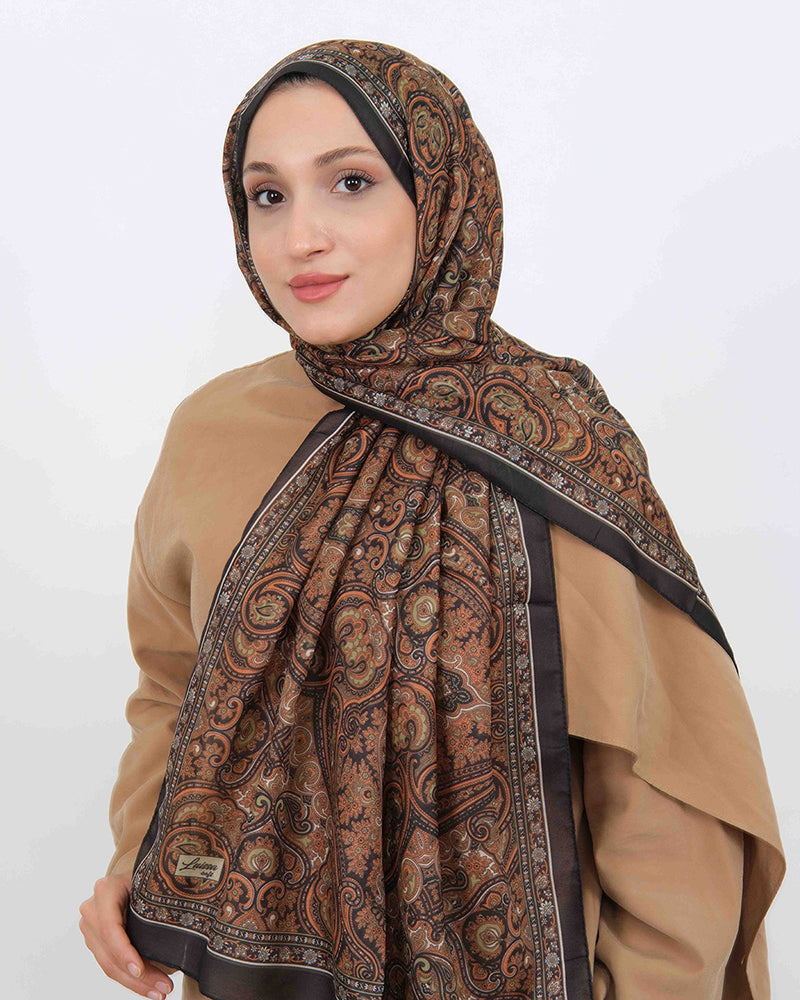 Soft Şal D059 Siyah-Kiremit, 75 × 185 cm şal – görsel 2