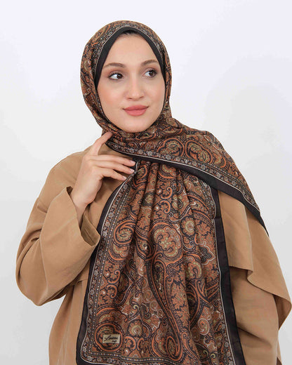 Soft Şal D059 Siyah-Kiremit, 75 × 185 cm şal – görsel 3