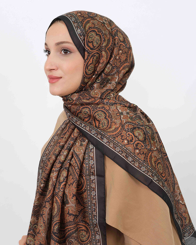 Soft Şal D059 Siyah-Kiremit, 75 × 185 cm şal – görsel 4
