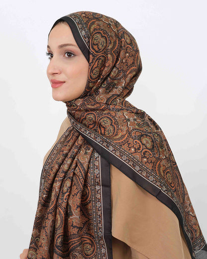Soft Şal D059 Siyah-Kiremit, 75 × 185 cm şal – görsel 4