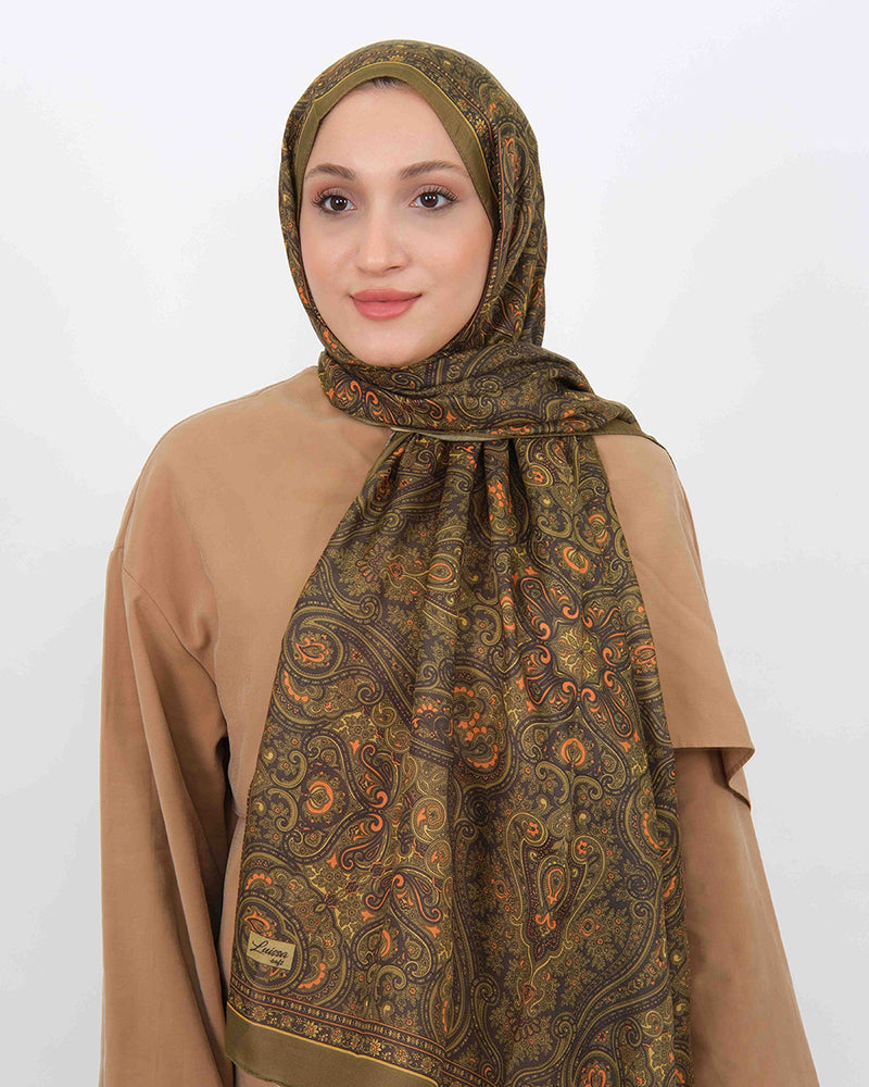 Soft Şal D059 Yağ Yeşili, 75 × 185 cm şal – görsel 2