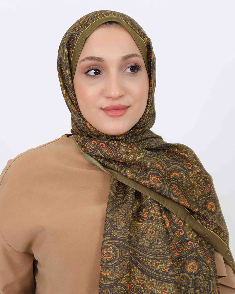 Soft Şal D059 Yağ Yeşili, 75 × 185 cm şal – görsel 3