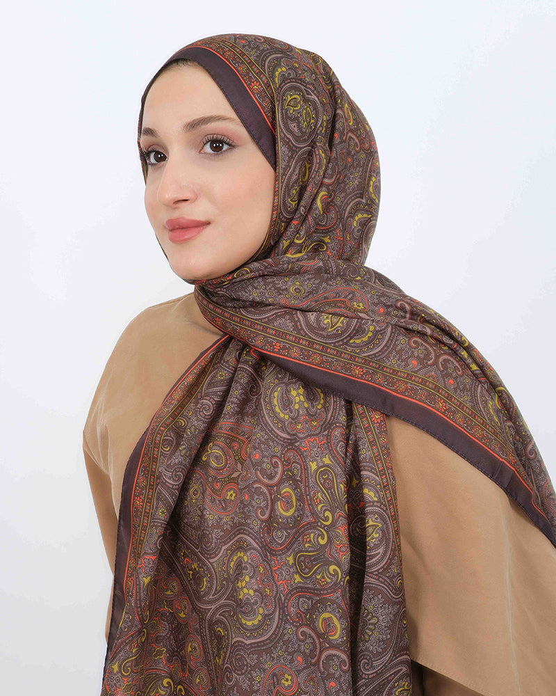 Soft Şal D059 Kahverengi-Kiremit, 75 × 185 cm şal – görsel 3