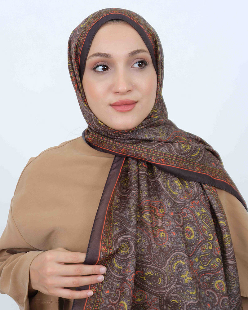 Soft Şal D059 Kahverengi-Kiremit, 75 × 185 cm şal – görsel 4
