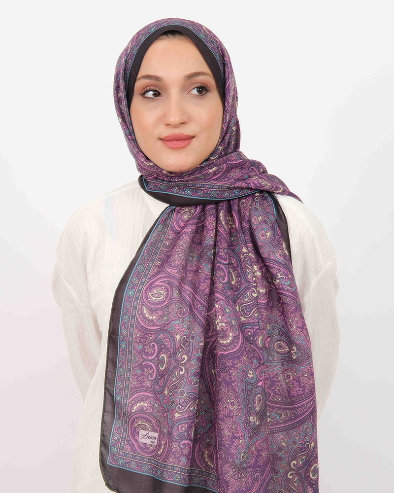 Soft Şal D059 Siyah-Mor, 75 × 185 cm şal – görsel 2