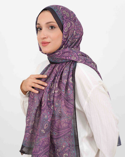 Soft Şal D059 Siyah-Mor, 75 × 185 cm şal – görsel 3
