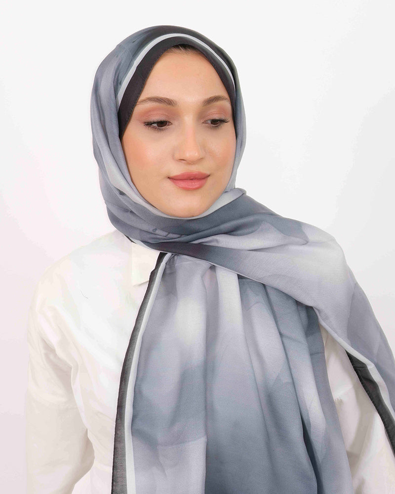 Soft Şal D063 Siyah-Gri, 75 × 185 cm şal – görsel 1