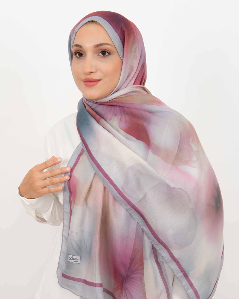Soft Şal D063 Gri-Mürdüm, 75 × 185 cm şal – görsel 1