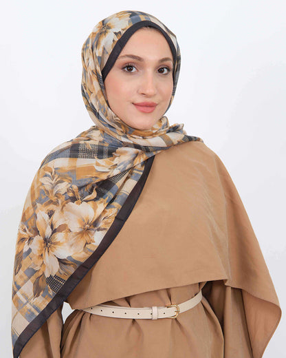 Soft Şal D062 Siyah, çiçekli desenli, 75 × 185 cm şal – görsel 1