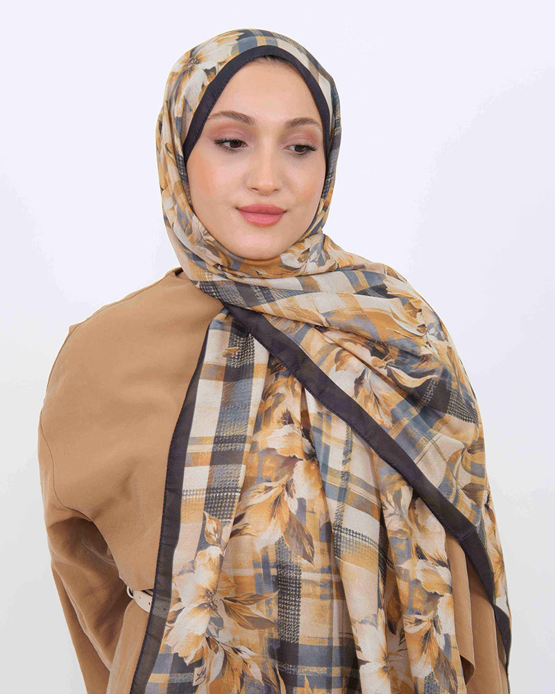 Soft Şal D062 Siyah, çiçekli desenli, 75 × 185 cm şal – görsel 4