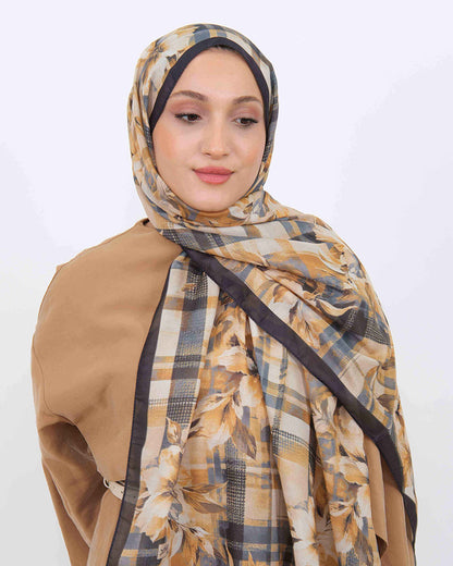 Soft Şal D062 Siyah, çiçekli desenli, 75 × 185 cm şal – görsel 4