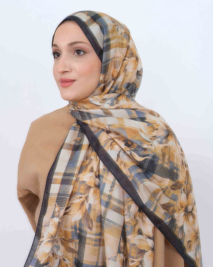 Soft Şal D062 Siyah, çiçekli desenli, 75 × 185 cm şal – görsel 2