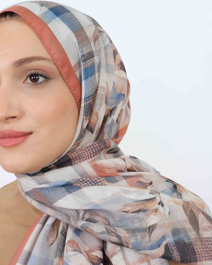 Soft Şal D062 Somon, çiçekli desenli, 75 × 185 cm şal – görsel 4