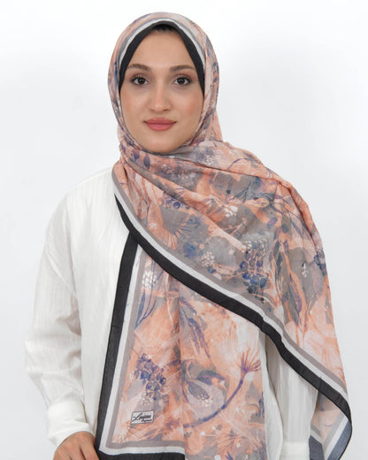 Soft Bambu Kraş Şal D050 Siyah-Gri, çiçekli desenli, 75 × 185 cm şal – görsel 1