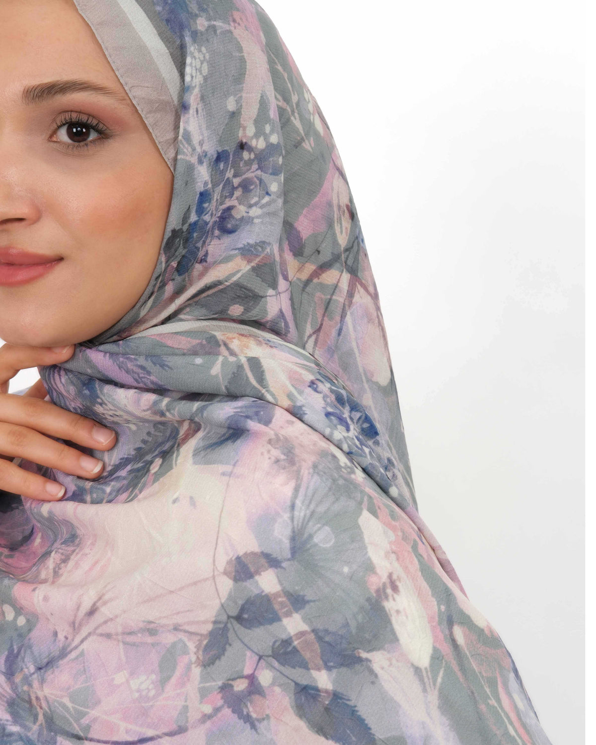 Soft Bambu Kraş Şal D050 Taş Rengi, çiçekli desenli, 75 × 185 cm şal – görsel 4