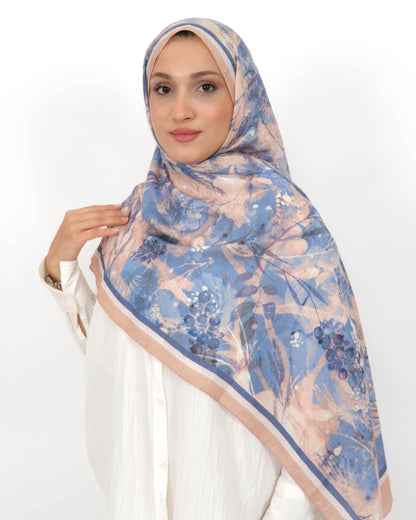 Soft Bambu Kraş Şal D050 Bej, çiçekli desenli, 75 × 185 cm şal – görsel 2