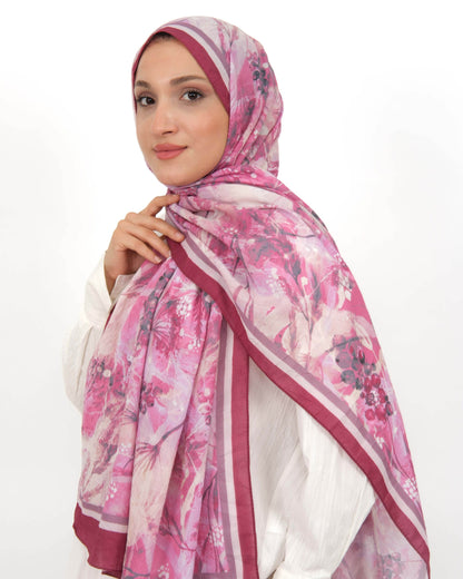 Soft Bambu Kraş Şal D050 Bordo, çiçekli desenli, 75 × 185 cm şal – görsel 1