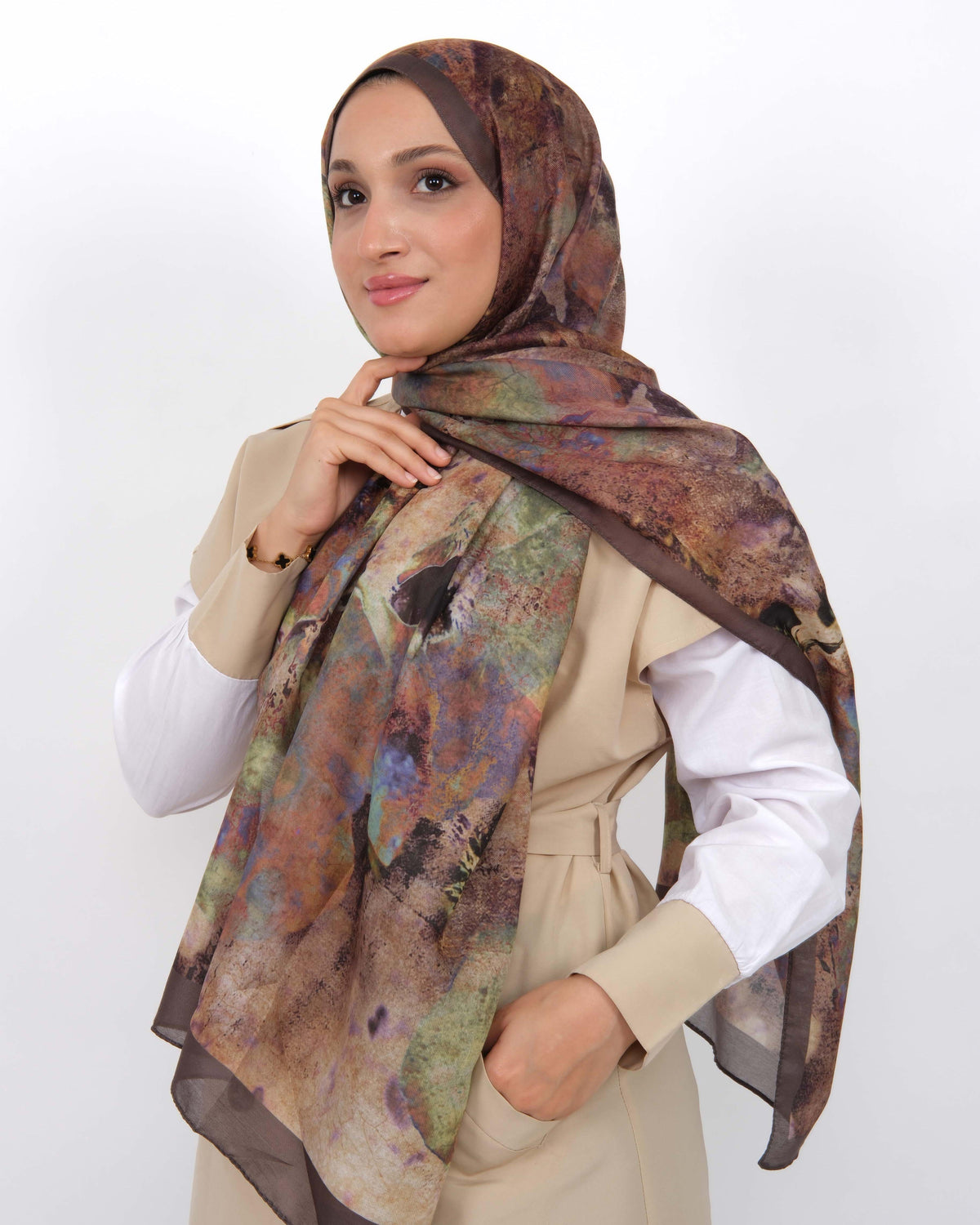 Soft Şal D064 Kahverengi, 75 × 185 cm şal – görsel 2