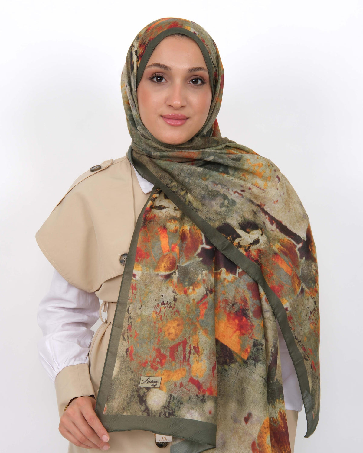 Soft Şal D064 Haki Yeşili, 75 × 185 cm şal – görsel 2