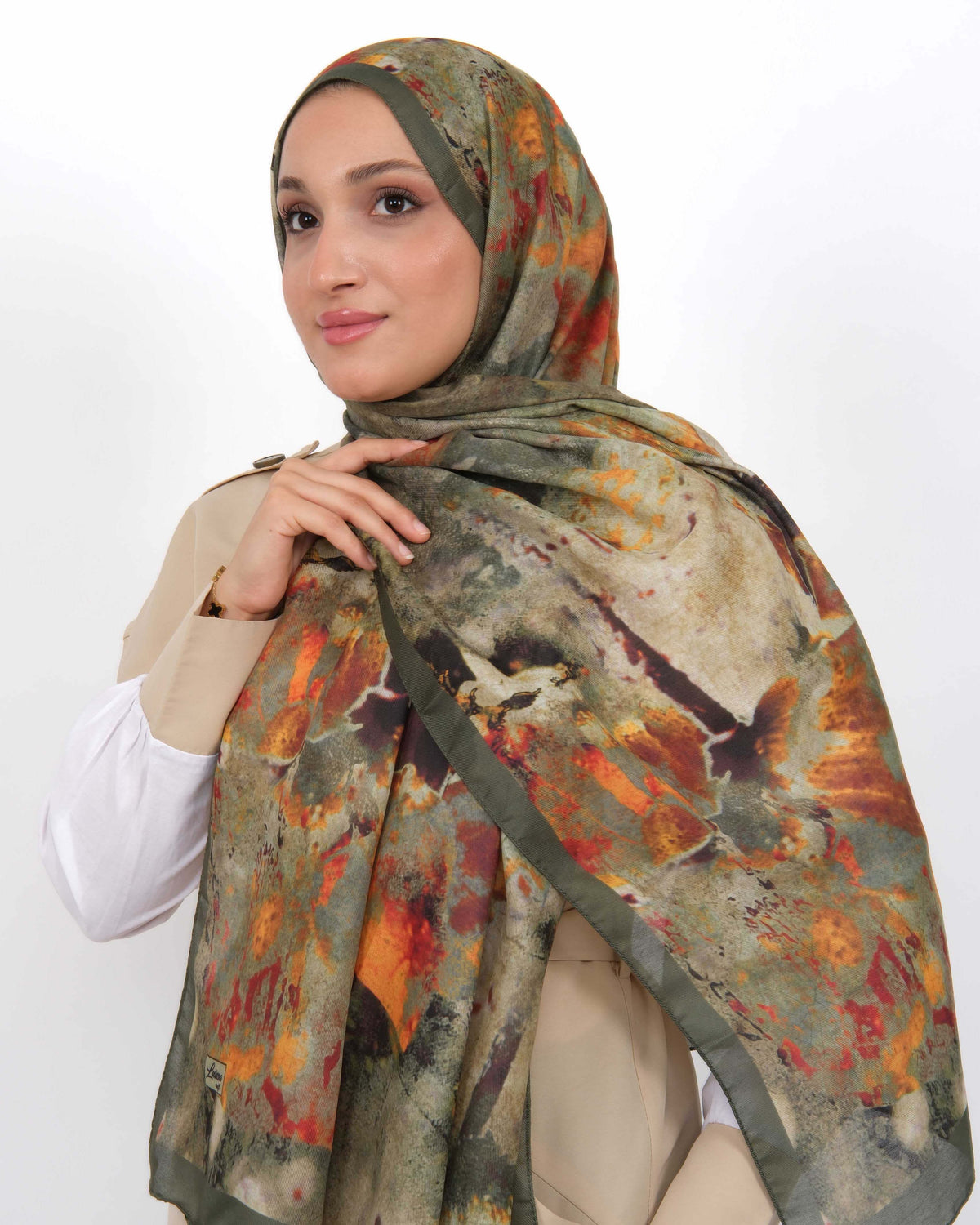 Soft Şal D064 Haki Yeşili, 75 × 185 cm şal – görsel 1