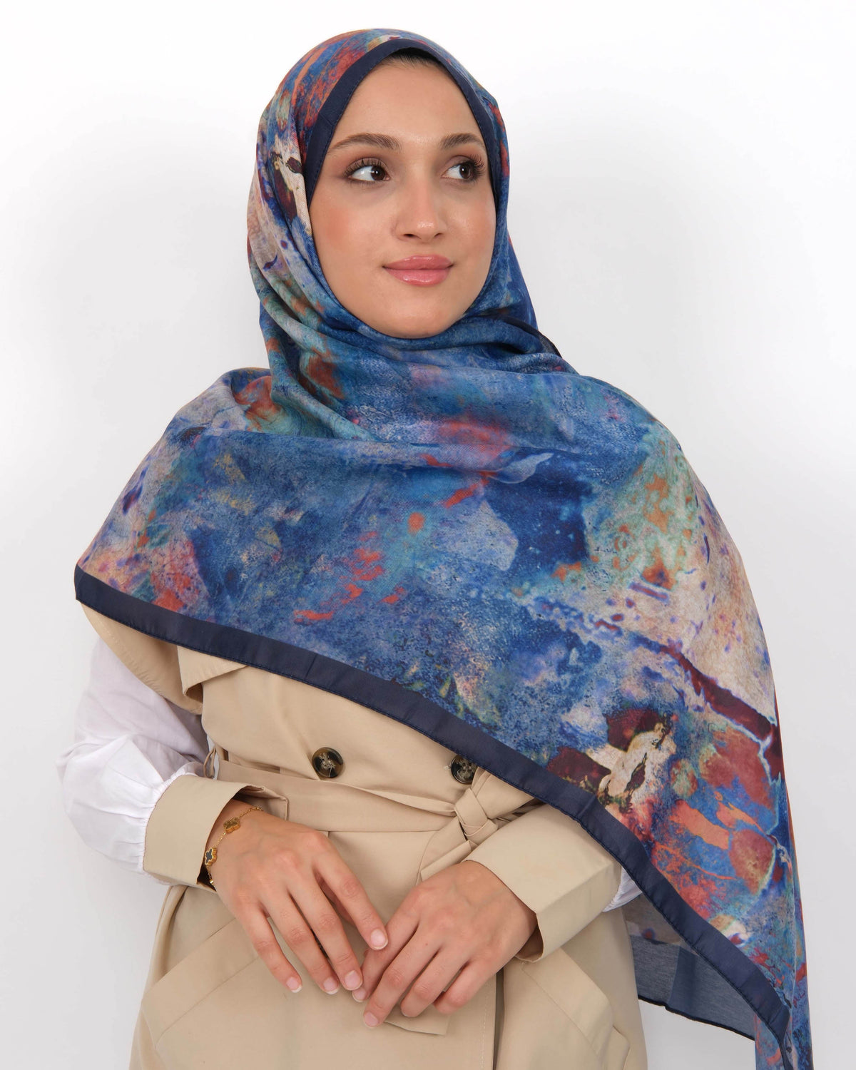 Soft Şal D064 Lacivert, 75 × 185 cm şal – görsel 1