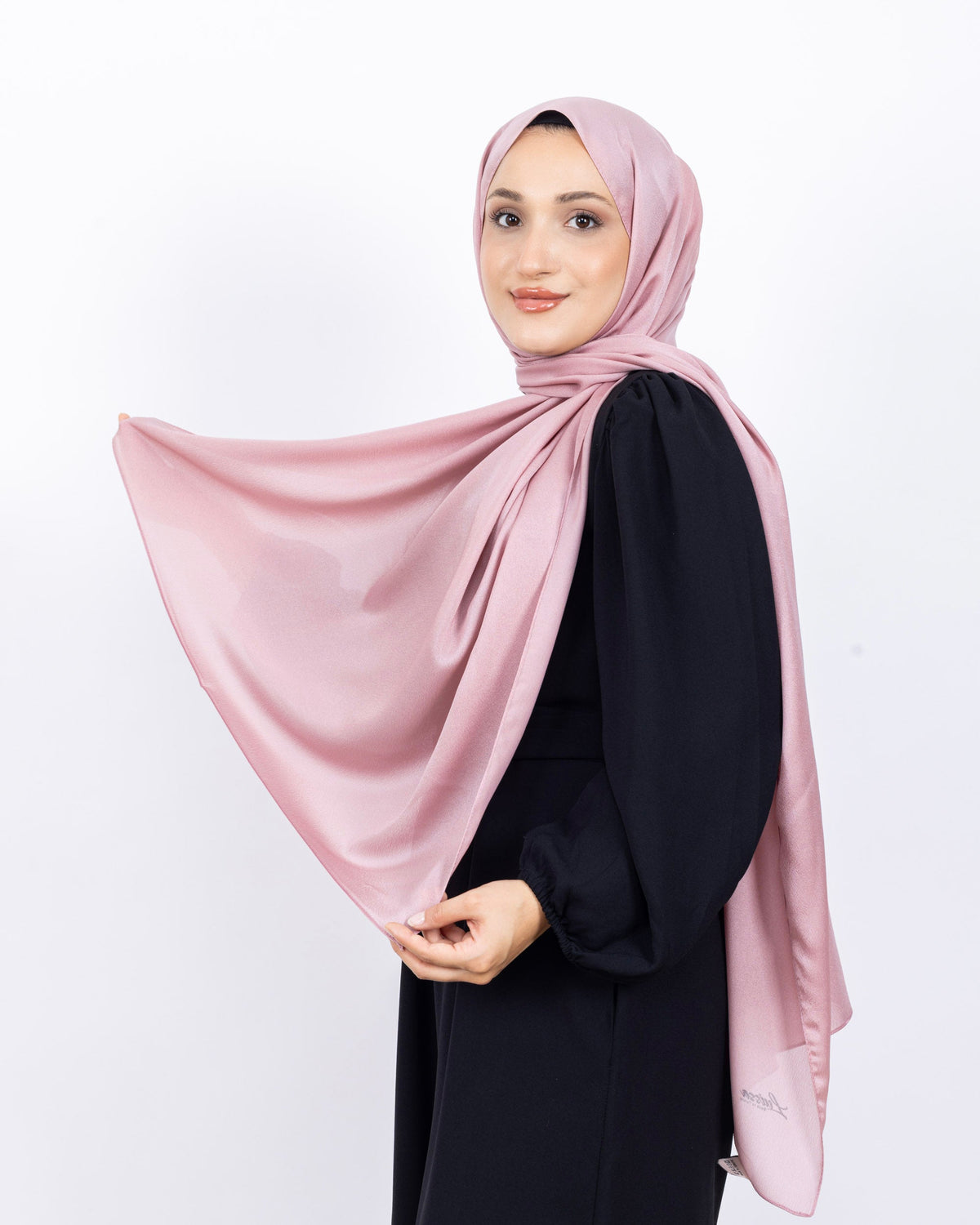 Düz Kristal Şal D019 Pembe, düz desenli, 75 × 185 cm şal – görsel 3