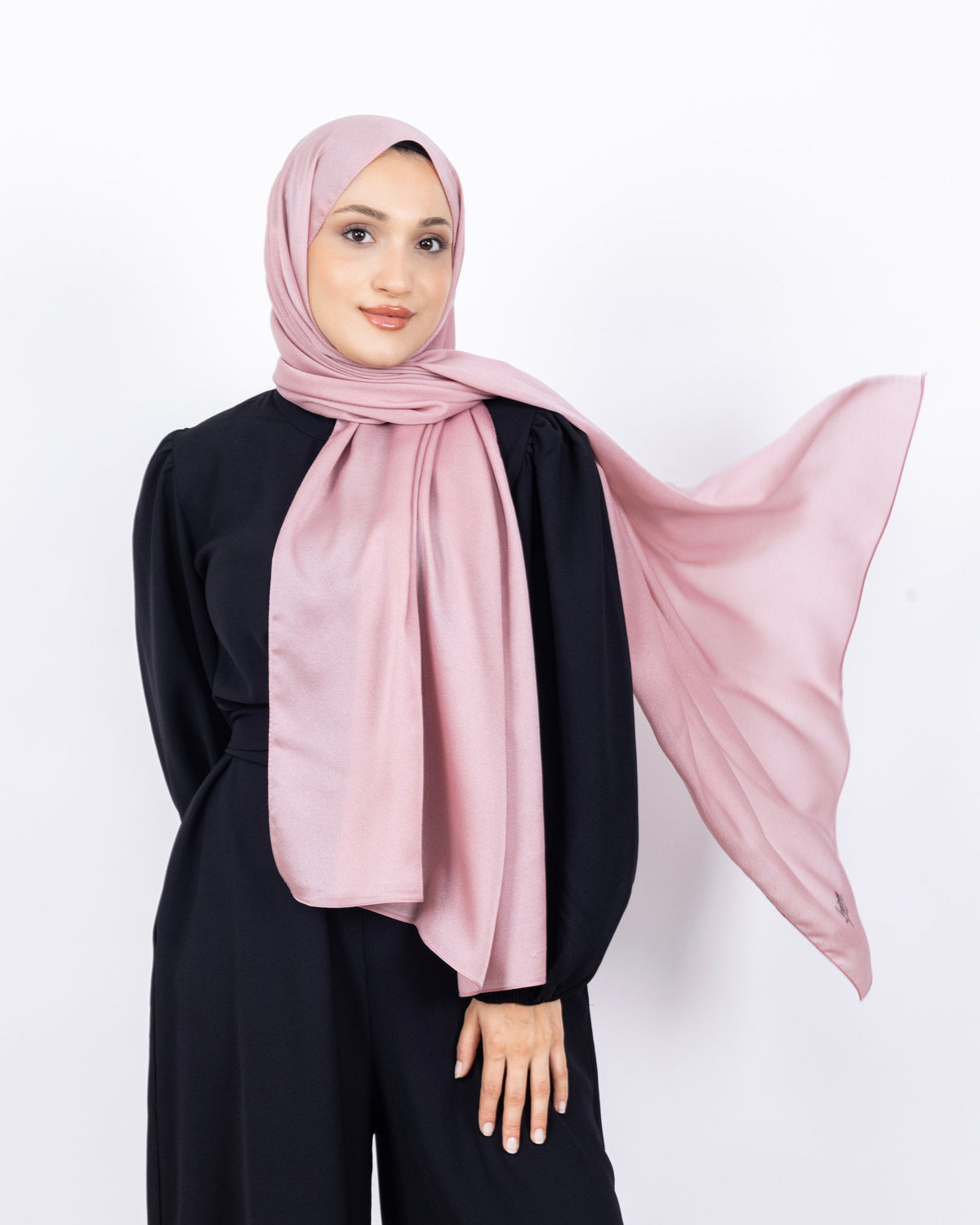 Düz Kristal Şal D019 Pembe, düz desenli, 75 × 185 cm şal – görsel 4