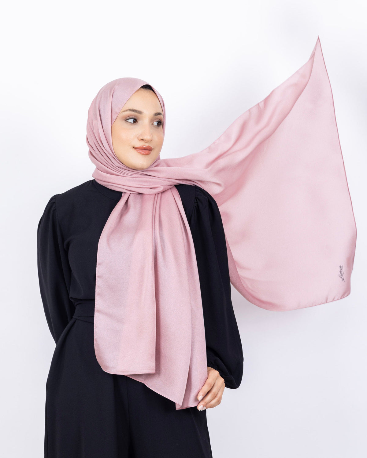 Düz Kristal Şal D019 Pembe, düz desenli, 75 × 185 cm şal – görsel 1