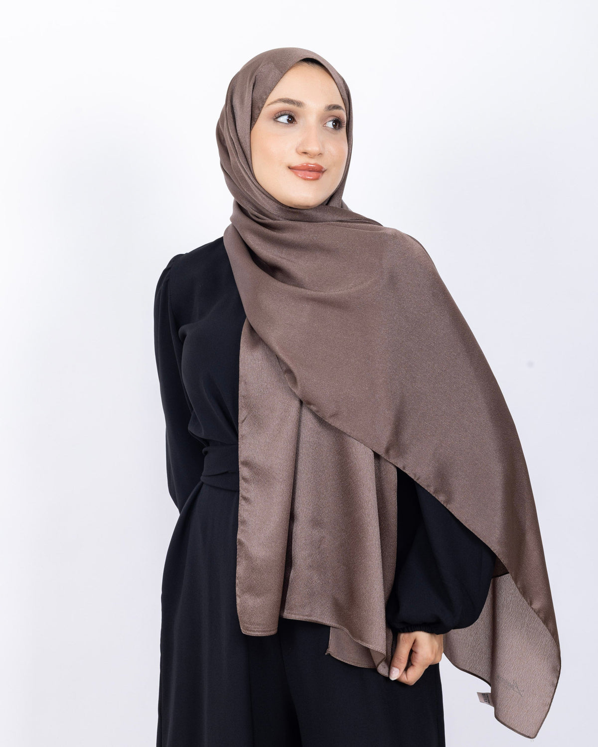 Düz Kristal Şal D019 Kahverengi, düz desenli, 75 × 185 cm şal – görsel 2