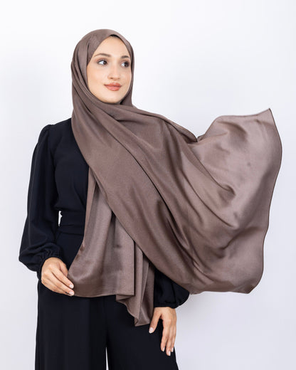 Düz Kristal Şal D019 Kahverengi, düz desenli, 75 × 185 cm şal – görsel 4