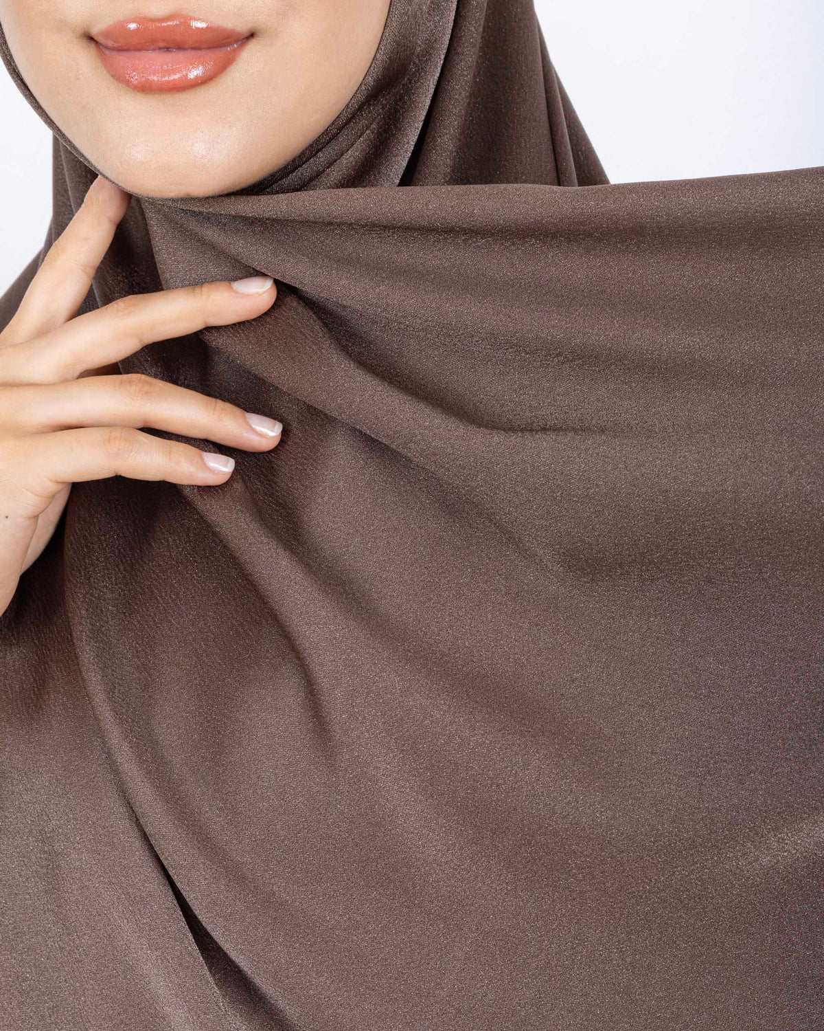 Düz Kristal Şal D019 Kahverengi, düz desenli, 75 × 185 cm şal – görsel 1