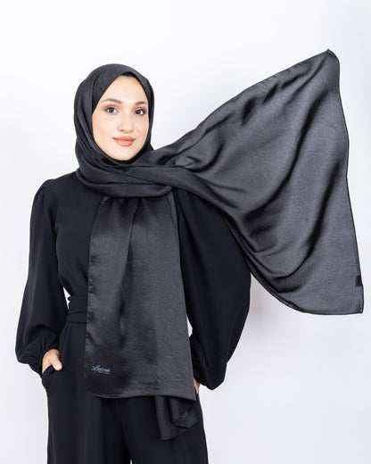 Düz Kristal Şal D019 Siyah, düz desenli, 75 × 185 cm şal – görsel 4