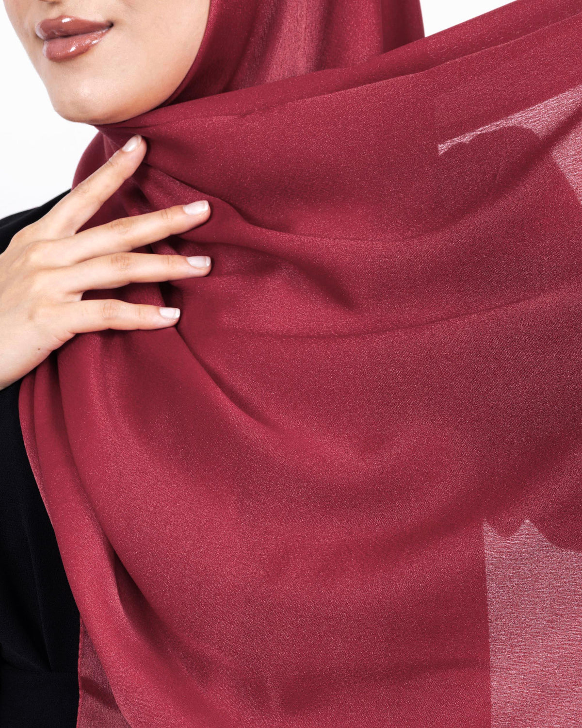 Düz Kristal Şal D019 Açık Bordo, düz desenli, 75 × 185 cm şal – görsel 4