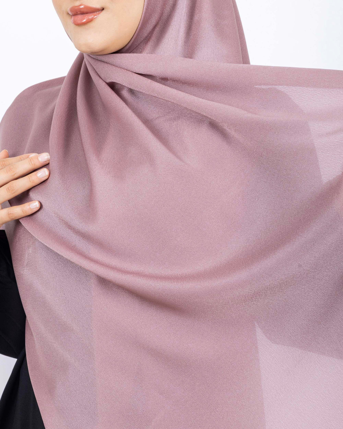 Düz Kristal Şal D019 Gül Kurusu, düz desenli, 75 × 185 cm şal – görsel 4