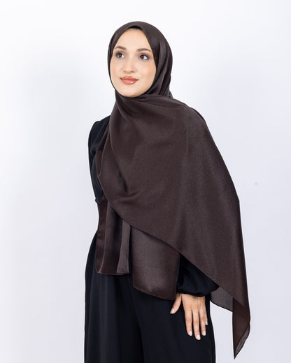 Düz Kristal Şal D019 Acı Kahve, düz desenli, 75 × 185 cm şal – görsel 2