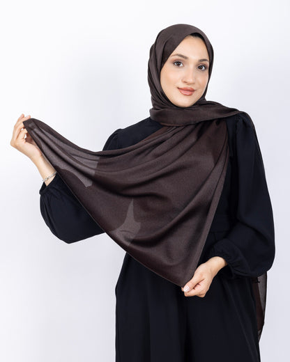 Düz Kristal Şal D019 Acı Kahve, düz desenli, 75 × 185 cm şal – görsel 3