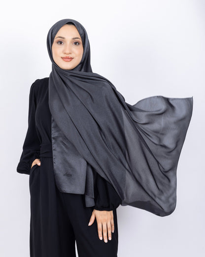 Düz Kristal Şal D019 Koyu Gri, düz desenli, 75 × 185 cm şal – görsel 3