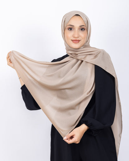Düz Kristal Şal D019 Sütlü Kahve, düz desenli, 75 × 185 cm şal – görsel 2