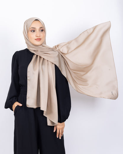 Düz Kristal Şal D019 Sütlü Kahve, düz desenli, 75 × 185 cm şal – görsel 3