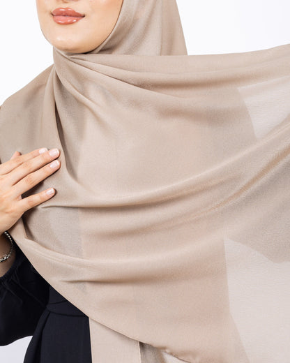Düz Kristal Şal D019 Sütlü Kahve, düz desenli, 75 × 185 cm şal – görsel 4