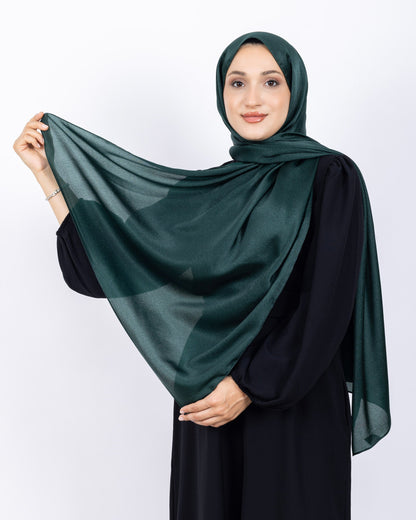 Düz Kristal Şal D019 Zümrüt Yeşili, düz desenli, 75 × 185 cm şal – görsel 2