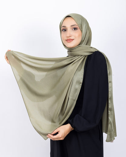 Düz Kristal Şal D019 Açık Yeşil, düz desenli, 75 × 185 cm şal – görsel 3