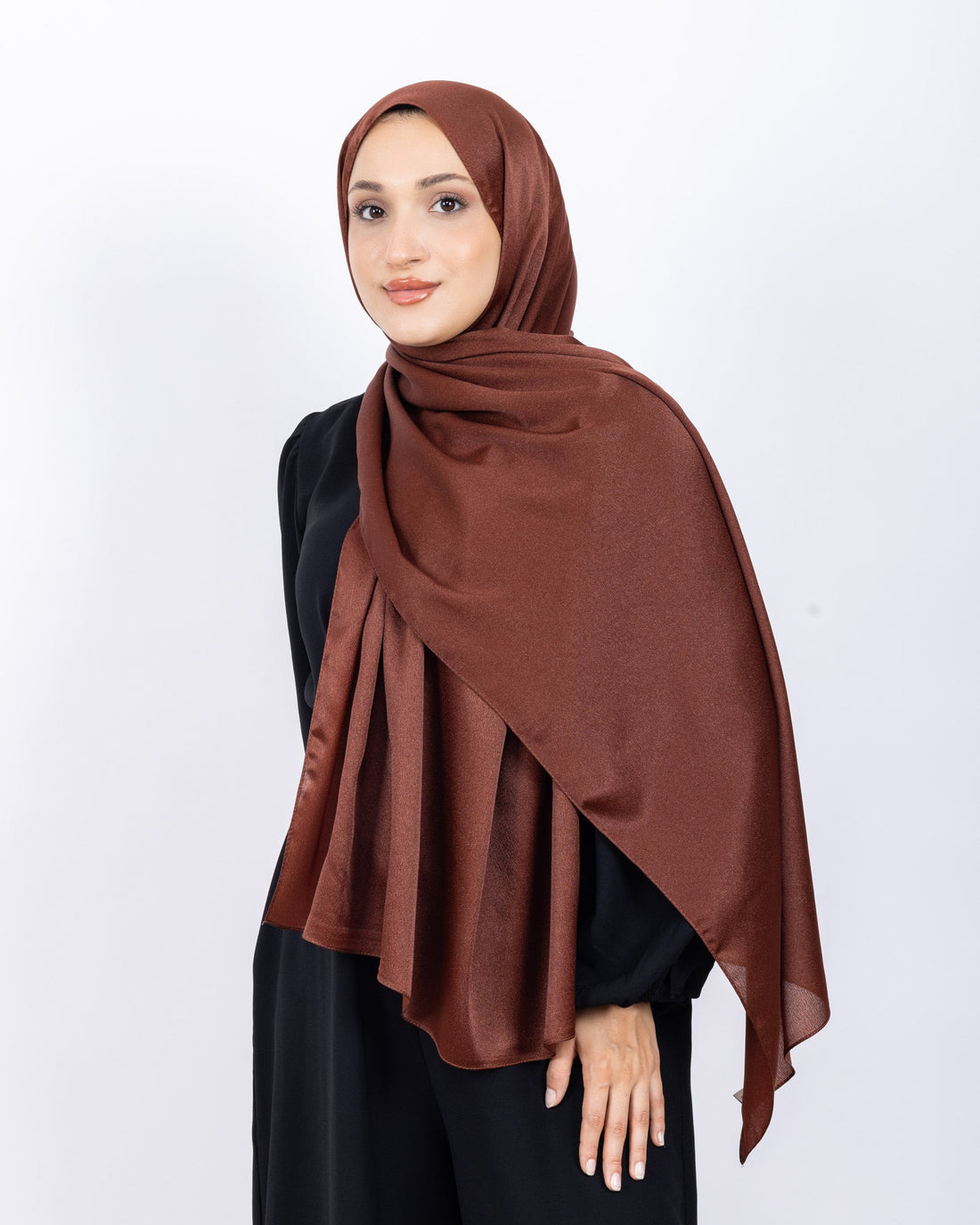 Düz Kristal Şal D019 Kiremit, düz desenli, 75 × 185 cm şal – görsel 2