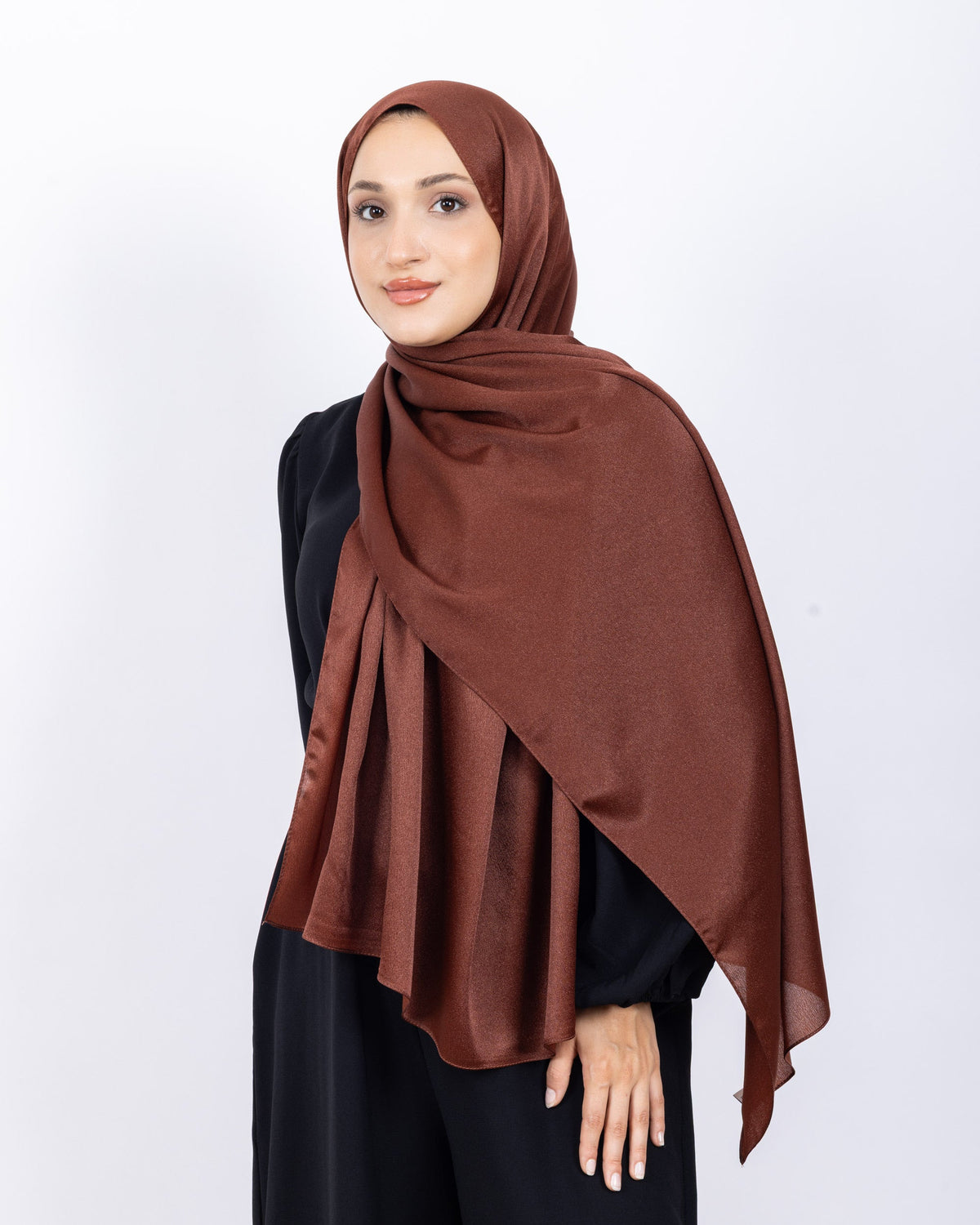 Düz Kristal Şal D019 Kiremit, düz desenli, 75 × 185 cm şal – görsel 2